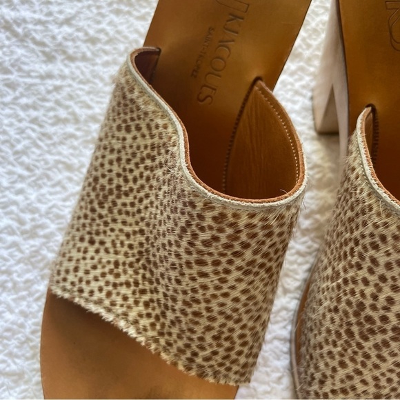 K. Jacques St. Tropez Animal Print Wedge Mules Wood Heel Size 9 (39) - Picture 5 of 13